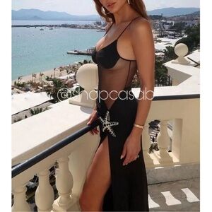 NEW! to CASA B💫|Starfish Embellished Glamorous Mesh Bustier High Slit Maxi Gown